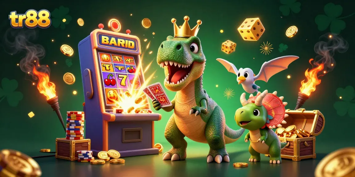 Experience excitement with TR88’s vibrant gaming, featuring lively characters and jackpot elements.